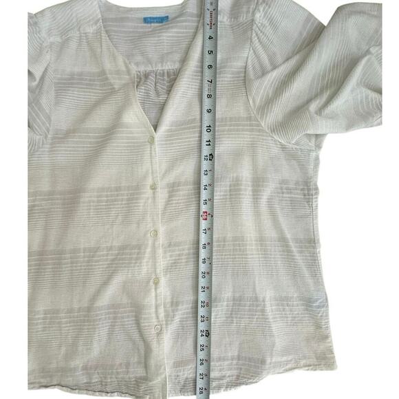 J. McLaughlin Women's White Button Textured Balloon Sleeve Blouse Top Size XL - Picture 8 of 10